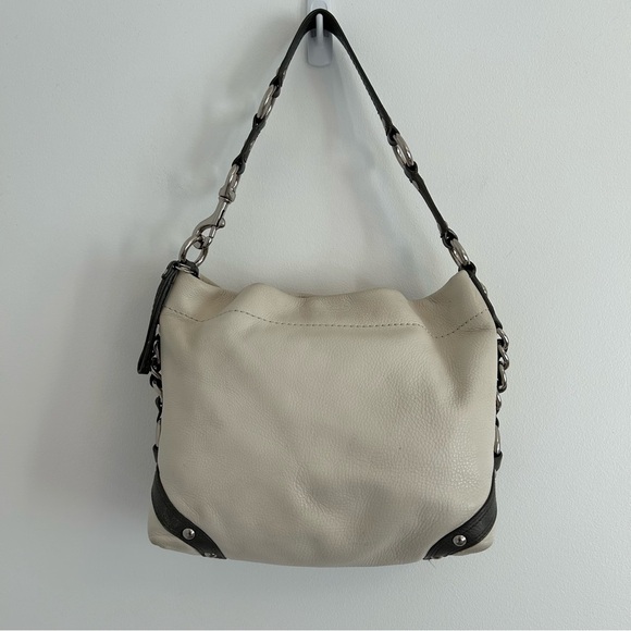 (SOLD) COACH Carly Shoulder Bag Leather Cream Dark Grey - Picture 7 of 12